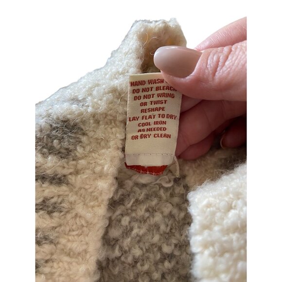 Sundance Plaid Wool Blend Turtleneck Chunky Sweater Gray Size S Coastal Bohemian - Picture 4 of 12